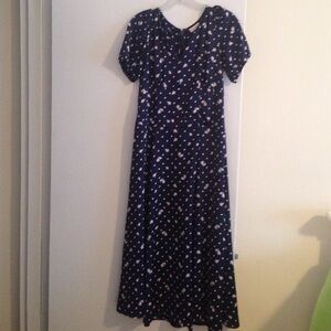 Navy polka dot dress Eva Mendes